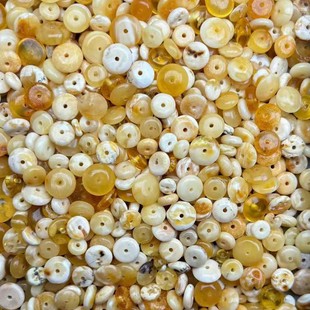 [Natural Raw Amber Beeswax] Natural Russian Porcelain White Flower Beeswax Spacers Match at will