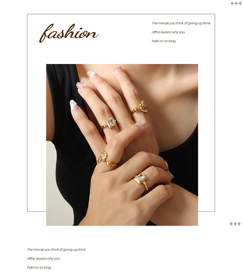 Simple Style Lingge Copper Open Ring Plating Rhinestones Copper Rings