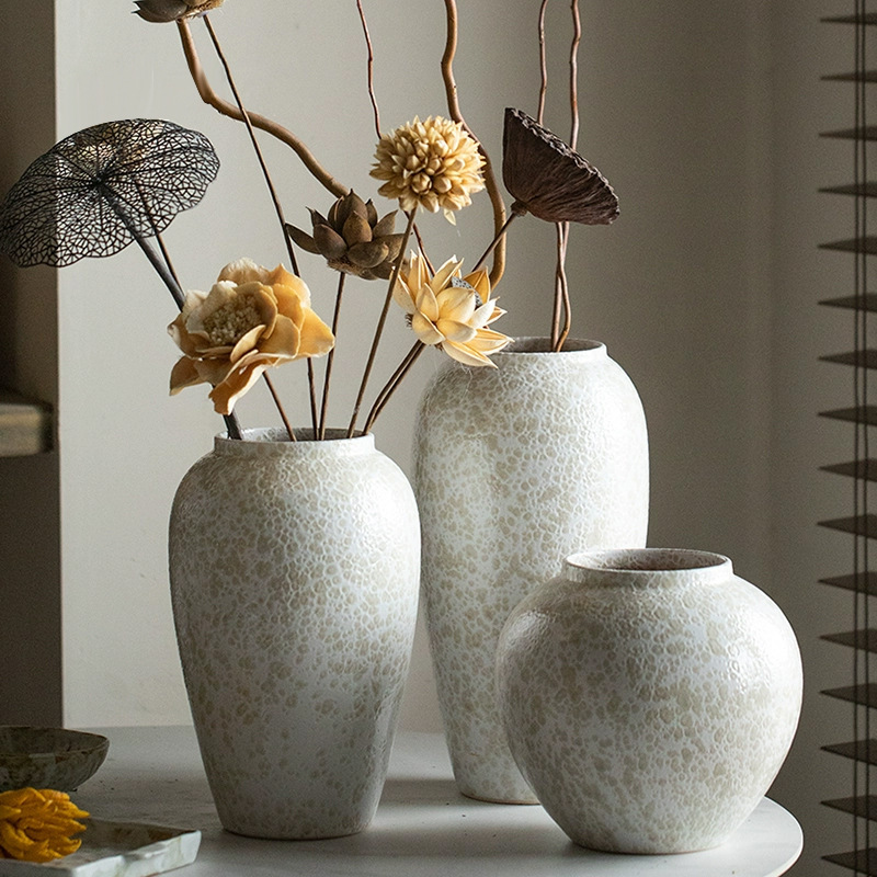 Jingdezhen Pastoral Style Pottery Pot Home Living Room Study Entrance Countertop Decorative Ornaments Flower-arranging Hydroponic Ceramic Vase