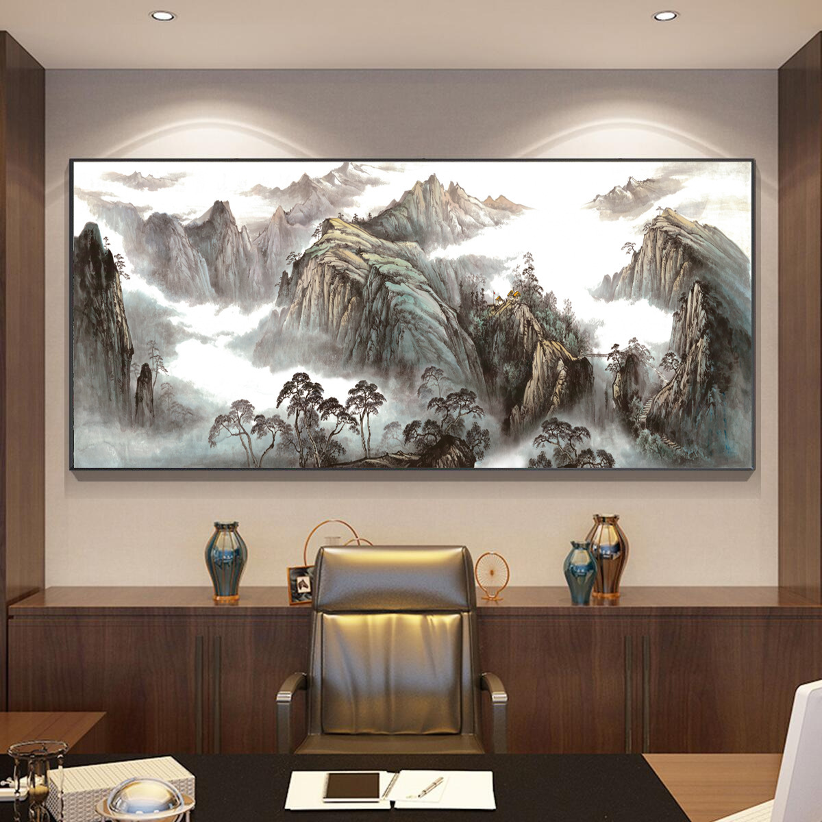G靠山图 / 100*40 PS原木+油画布