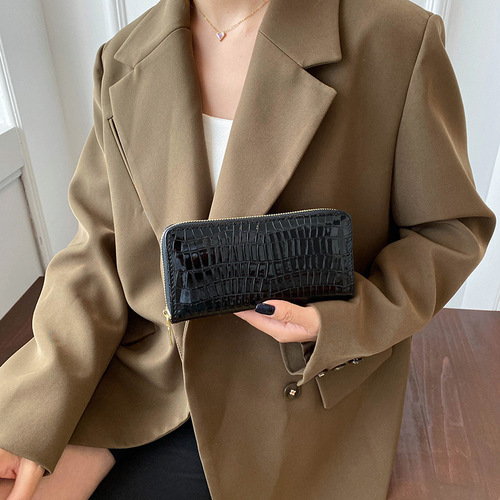 New KOREAN-style women's wallet PU stone pattern medium-length handbag women's simple and fashionable money clip coin and phone bag
