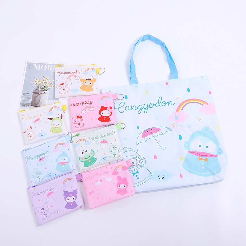 可爱卡通雨衣娃娃系列环保袋可折叠收纳购物袋收纳袋单肩包