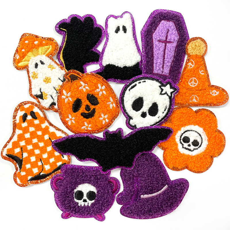 ハロウィーンタオル刺繍布貼りシェニールdiyパッチプリントプレゼントと国境を越えたスポット|undefined