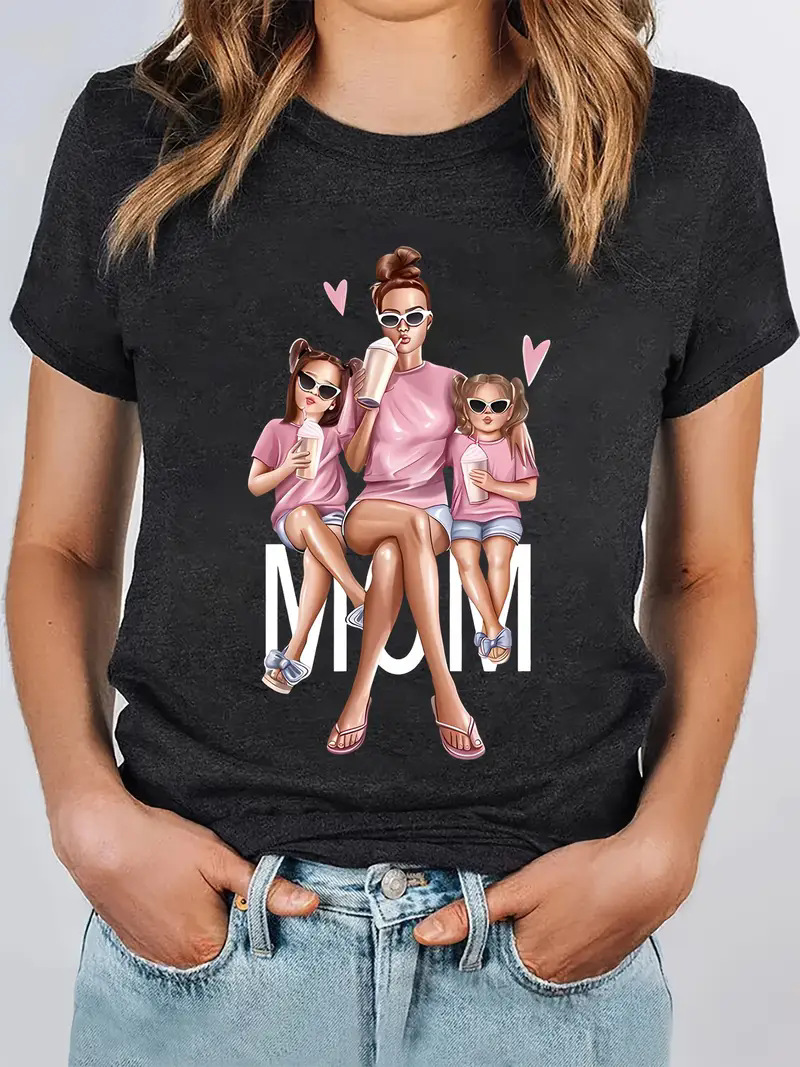 126g Weight Short Sleeve Sleeve Length Regular Sleeve Sleeve Type Polyester Fabric Type Regular Top Length T-shirt Tops Type Holiday, Banquet, Travel Occasion Round Neck Neckline Regular Sleeve Fit Type Mother'S Day Festival Letter Pattern Summer Season Women's Gender Casual, Simple Style, Streetwear Style Wholesale Women's Casual Simple Style Streetwear Letter Short Sleeve T-Shirts 6