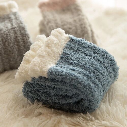 Coral velvet women's postpartum sleep autumn and winter mid-calf home thick padded nursing socks fuzzy floor socks