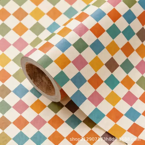 Cross-Border Supply of Colorful Checkered Wrapping Paper, Popular Diamond-Shaped Gift Wrapping Paper for Foreign Trade