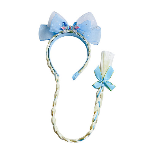 Elsa Crown Ponytail Hairband for Kids, Princess Style Hair Accessories for Girls, Frozen Inspired Hair Clips