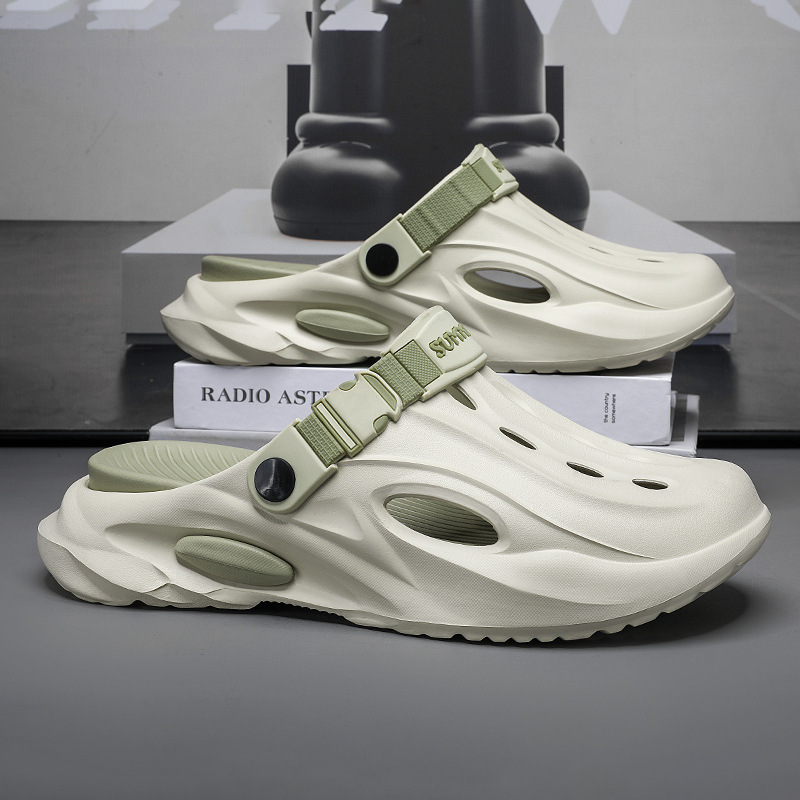 Men's Summer New Style Shoes with Shit on Shoes EVA Thick-soled Beach Outdoor All-match Couple's Korean-style Non-slip High-value Cave Shoes