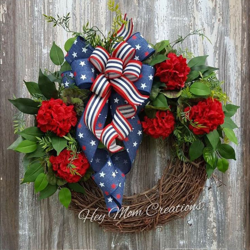 跨境亚马逊独立站新品前门的美国独立日花环门挂国庆节花环壁挂