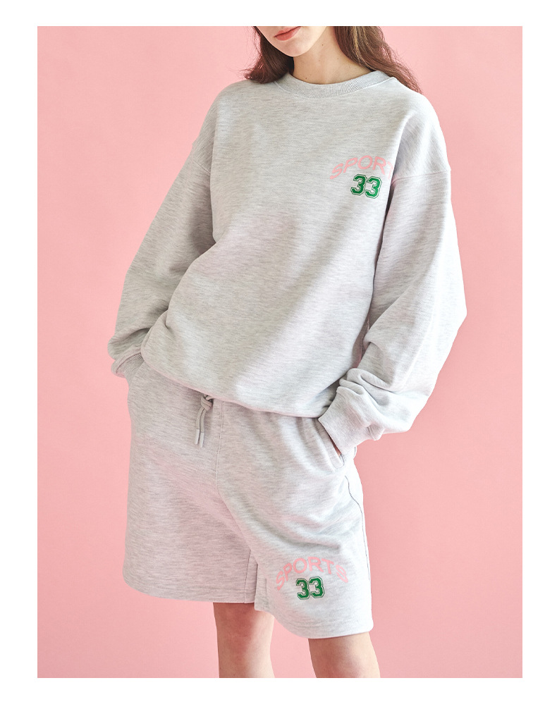 [Clearance Sale] 2025 Autumn Casual Sportswear Two-Piece Set: Printed Long-Sleeve Crew Neck Sweatshirt And Shorts_ecoleips.com