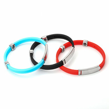 跨境磁石弯管硅胶手环男女能量平衡户外运动可刻字手腕带饰品现货