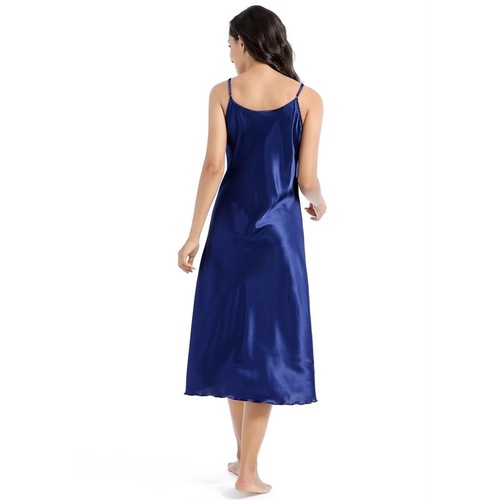 Factory Direct Supply Long-Sleeve Bodycon Sexy V-Neck Camisole Soft and Smooth Thin Satin Silk Nightgown