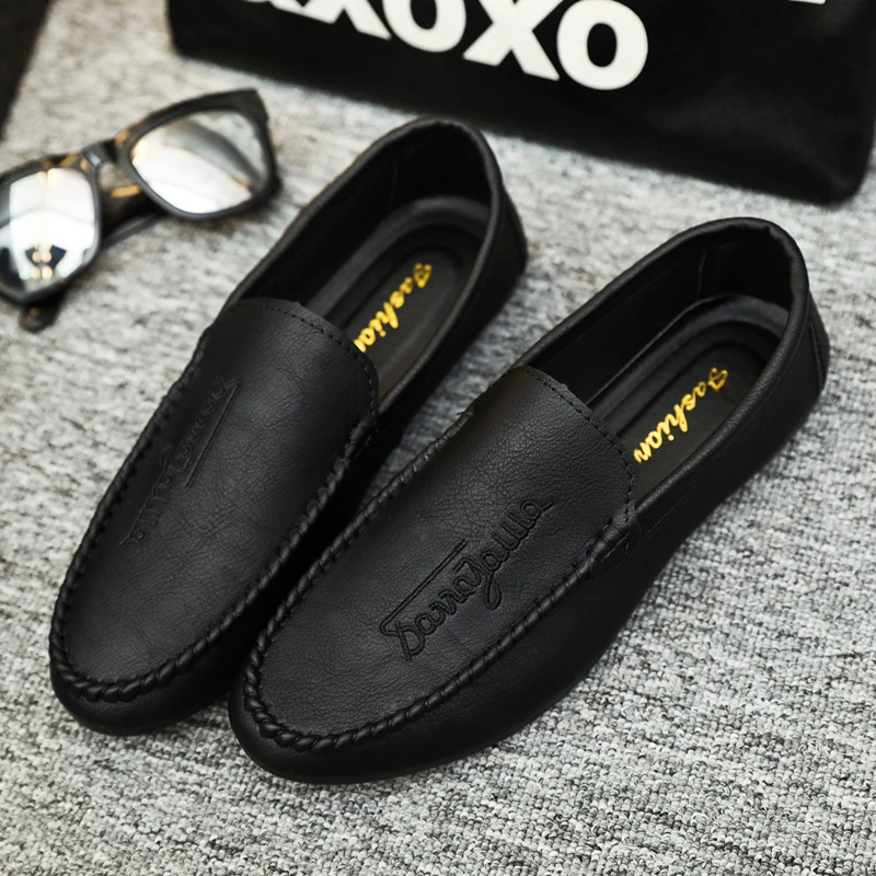 Обувь для мальчиков Lazy Black Spirit Деловая Мода Мягкое лицо Дышащая обувь в британском стиле Лефу Бобы Толстая подошва Популярная в Интернете