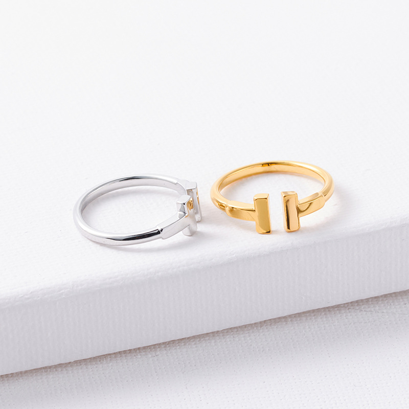 12g Weight Zircon Inlay Material Open Ring Classification 1 Piece Simple Style Letter Copper Plating Inlay Zircon Open Ring