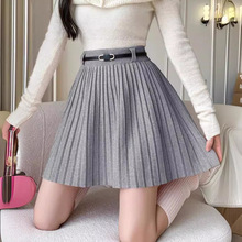 KANING学院风针织半身裙2025秋季新款女装高腰显瘦休闲短裙百褶裙