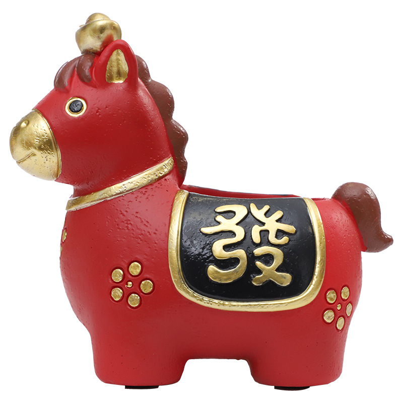 Chậu cây mọng nước hình ngựa hoạt hình resin, chậu mini chủ đề năm Ngọ, trang trí bàn (RG-98)