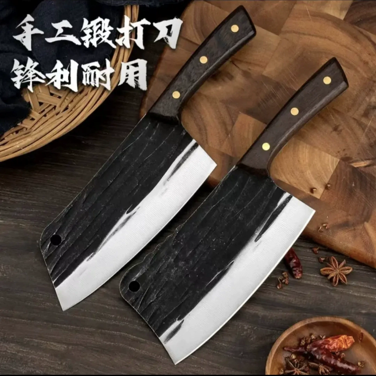 Новый кованный костяной нож для нарезки, складной нож с деревянной ручкой, традиционный кухонный инструмент для разделки курицы, острый и прочный