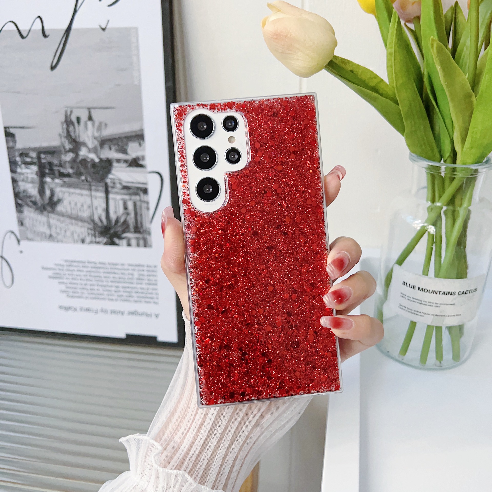 Sequins, Epoxy Craft Simple Style Solid Color Phone Cases