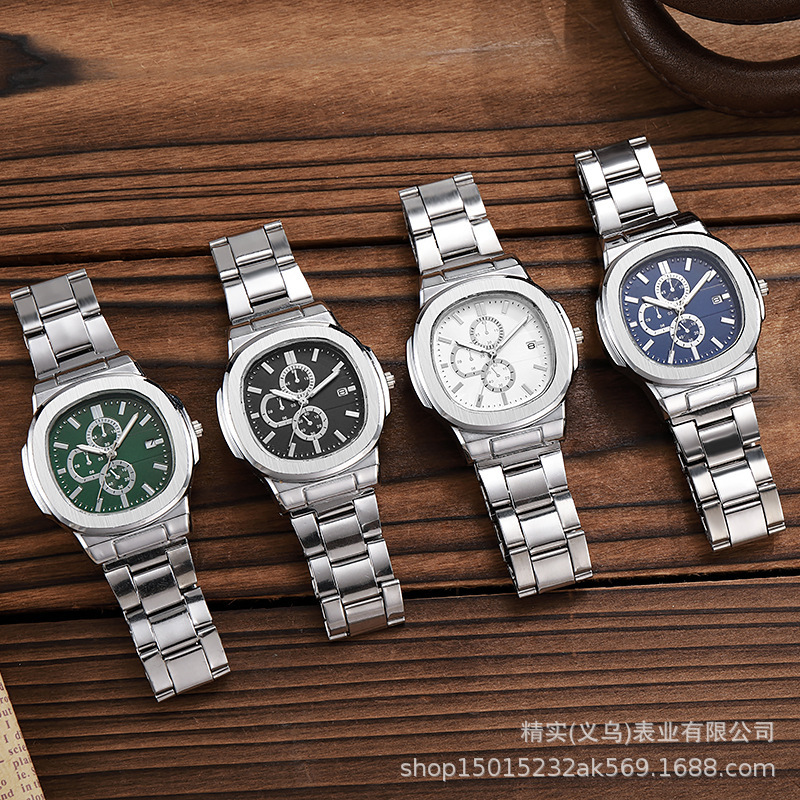 2025 New Model Nautilus Calendar Three-Eye Dial Alloy Men's Watch Versatile European and American Retro Style Watch Wholesale
