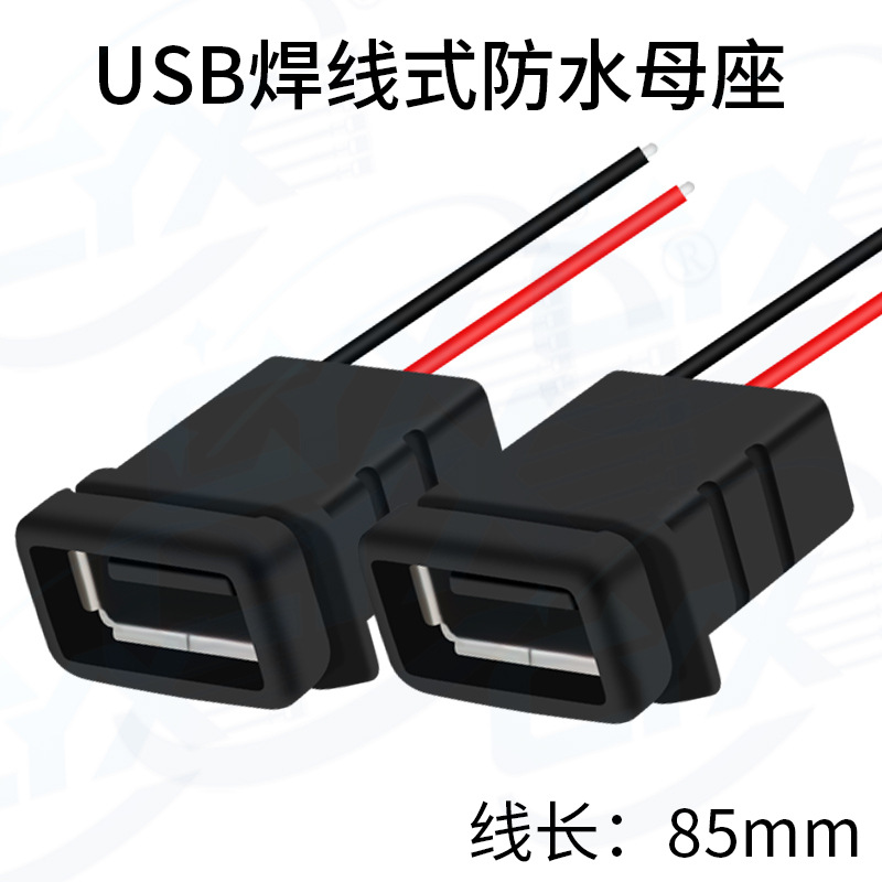 Type-C 2P Waterproof Mother Terminal Full Plastic Welding Wire Type With Screw Hole IPX6 Level Waterproof USB Connector