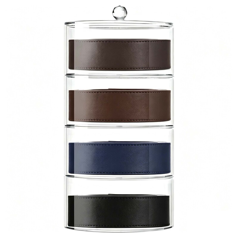 Cross-Border Acrylic Coffee Capsule Storage Box, Transparent Round Stackable Display Box for Stationery, Belts, Watches, and Waistbands