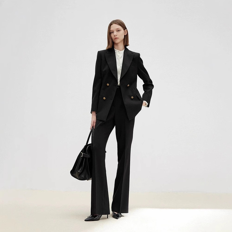 Langjia Pure Wool High-End Slim-Fit Black Professional Formal Suit Jacket 2025 Spring New Style Women's Suit Langjia Pure Wool High-End Slim-Fit Black Professional Formal Suit Jacket 2025 Spring New Style Women's Suit