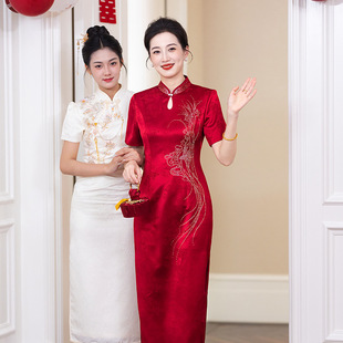 Mother-In-Law Wedding Banquet Outfit 2025 New Wedding Mother Dress Young Style Cheongsam Suitable for Everyday Wear Wedding Attire Summer