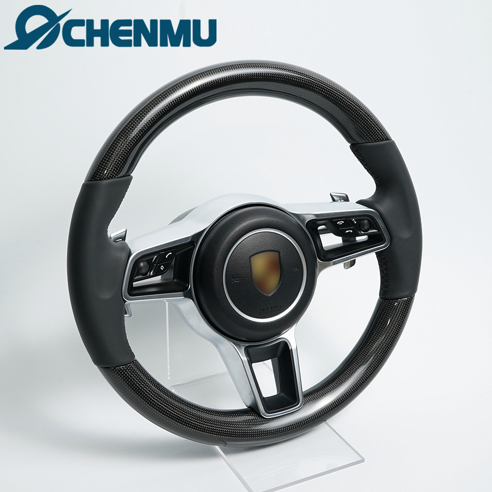 Modified Carbon Fiber Steering Wheel Assembly for Porsche Panamera 911 Cayenne Cayman 718 Boxster