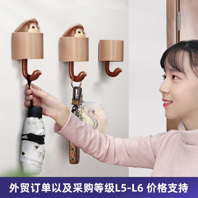 Anya TikTok Squirrel Hook Holder Adhesive Door Rear Holder-free Creative Small Adhesive Hook Wall Hanging Wall Coat Hook
