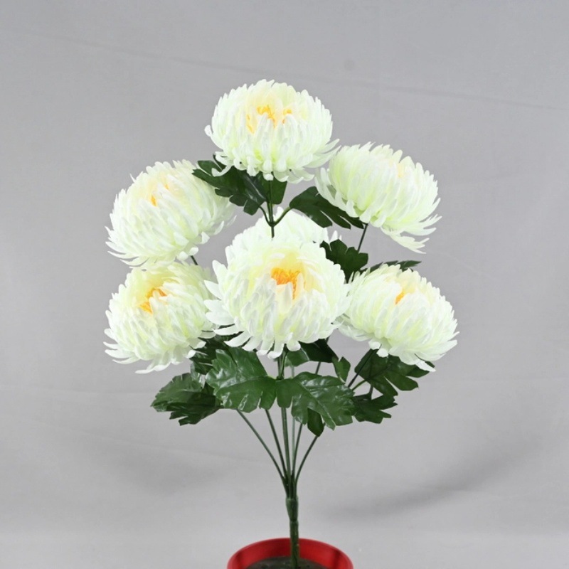 Flores artificiales de estilo europeo, crisantemo de 7 cabezas con forma de garra de dragón, decoración de bodas, arreglos florales, decoración de ventanas, ramo de flores artificiales decorativas