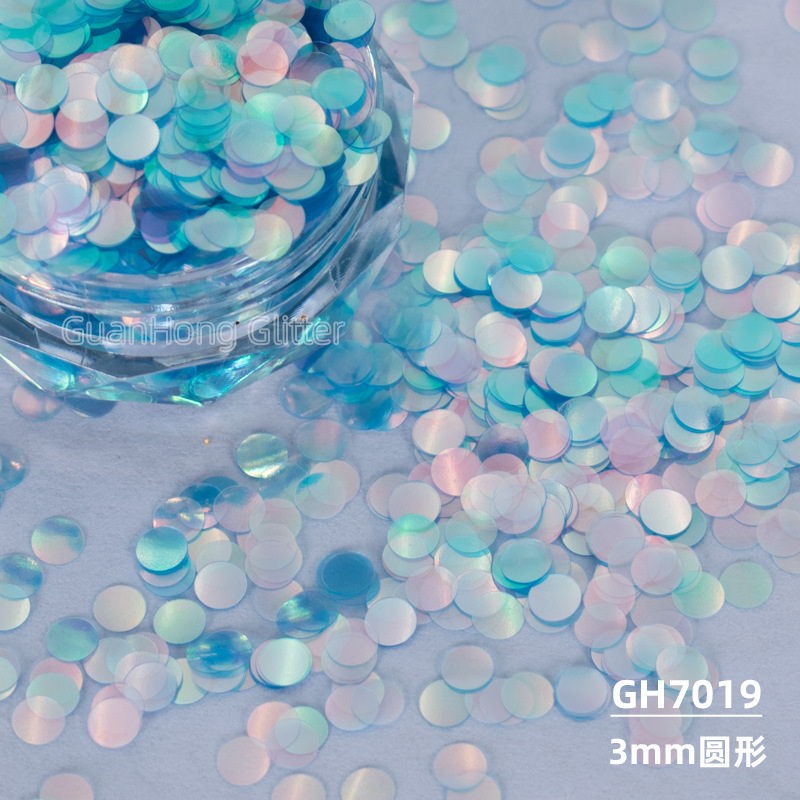 blue round glitter powder for manicure
