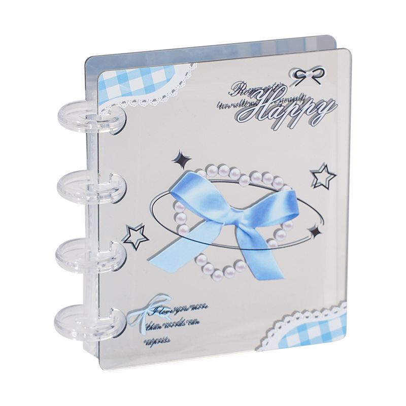 Nuevo álbum de hojas sueltas con espejo de lazo de novia, álbum de hojas sueltas de alto valor, álbum de almacenamiento de tarjetas pequeñas de ídolos