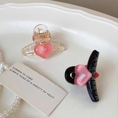 Summer fresh and transparent pink love small clip sweet and simple women's side clip bangs hair clip hairpin headwear