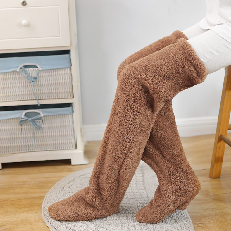 Ancianos rodillera caliente vieja pierna fría articulación de la rodilla a prueba de frío rodillera larga calcetines cubierta de la pierna dormir pie almohadilla de la pierna engrosada