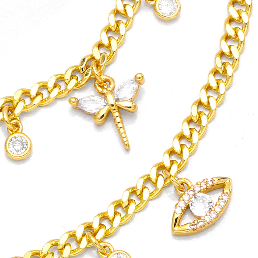 Fashion Simple Devilu0027s Eye Shaped Copper Necklace Clavicle Chain