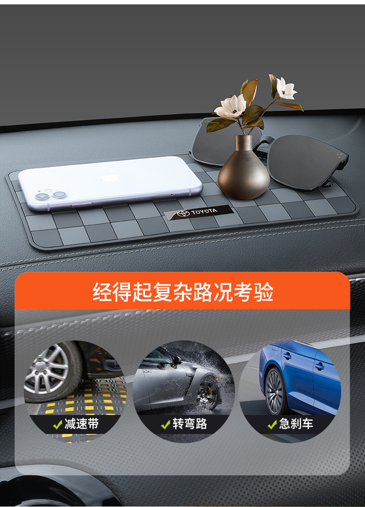 Car Anti-Slip Mat, Complete Collection of Car Interior Decoration Items, Dashboard High-Temperature Resistant Storage Mat, Car Center Console Sun Protection Mat