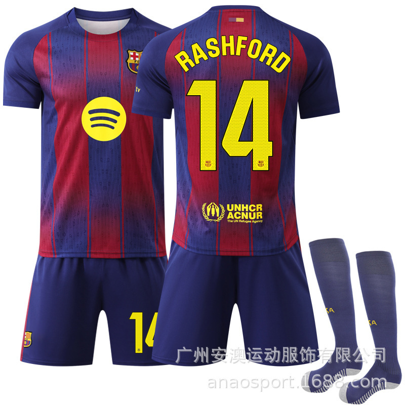 2526 新しい No. 10 アマール ジャージ バルセロナ ホーム イエロー ラ・リーガ バージョン サッカー ユニフォーム ラッシュフォード セット|undefined