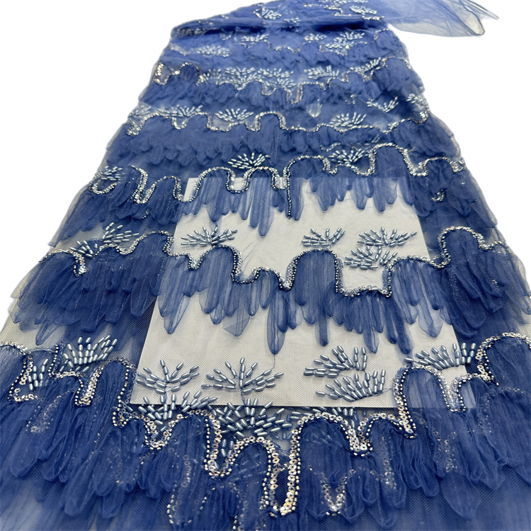 Paisaje tridimensional bordado tela de malla estilo nacional pequeño vestido fresco y hermoso cheongsam vestido de cena tela