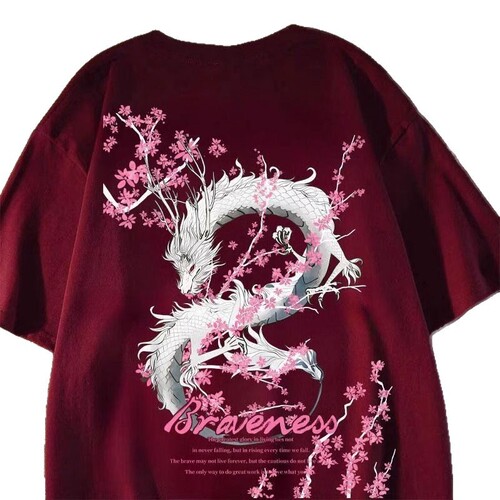 National Trend Print Short-Sleeve T-Shirt for Men and Women Loose Fit Summer Insta Fashion Cool Half-Sleeve Couple's Outfit Versatile Unique Top