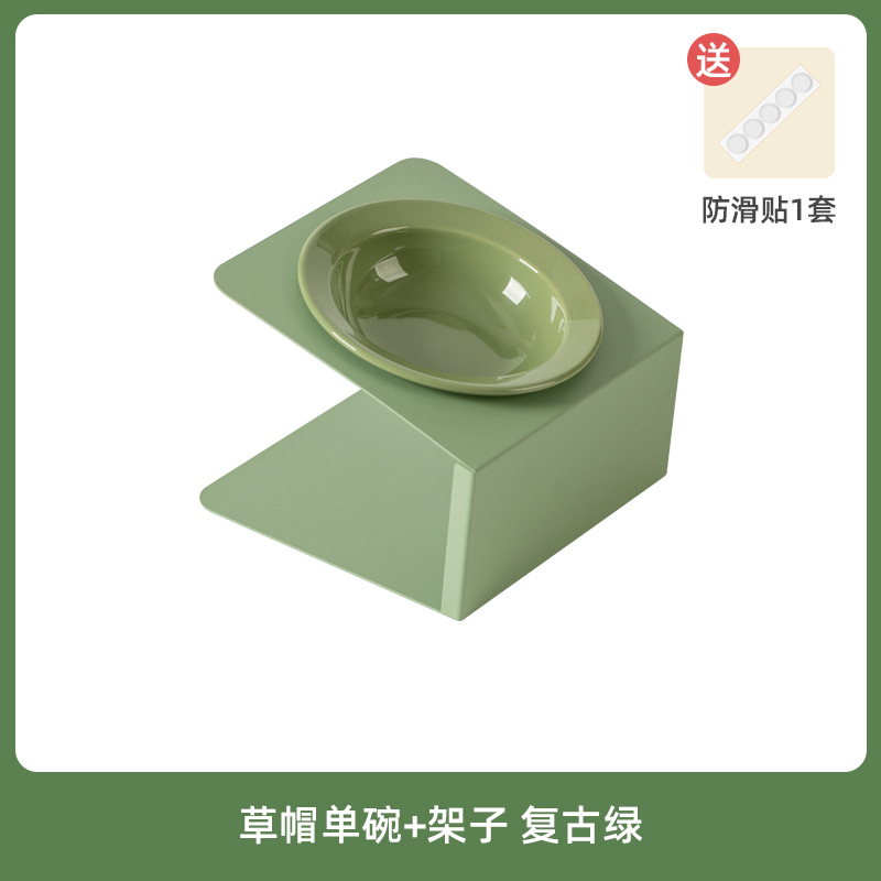 Tazón oblicuo de cerámica Tazón para gatos para mascotas Pies altos Protección para la columna cervical