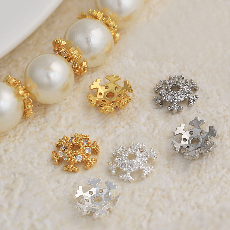 18K Gold-Filled Color-Preserving Zircon Snowflake Flower Holder Flower Cap DIY Jewelry Crystal Bracelet Beaded Spacer Accessories 18K Gold-Filled Color-Preserving Zircon Snowflake Flower Holder Flower Cap DIY Jewelry Crystal Bracelet Beaded Spacer Accessories