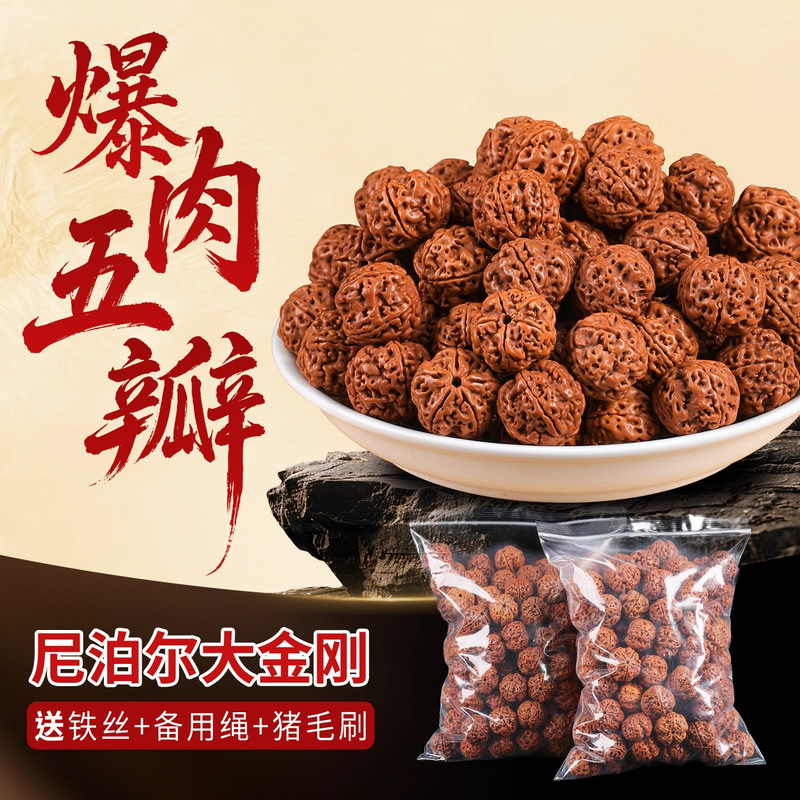 Nepalese Rudraksha Bracelet Men's New Seed Original Seed Loose Beads Handmade DIY Wenwan Walnut Buddha Bead Bracelet