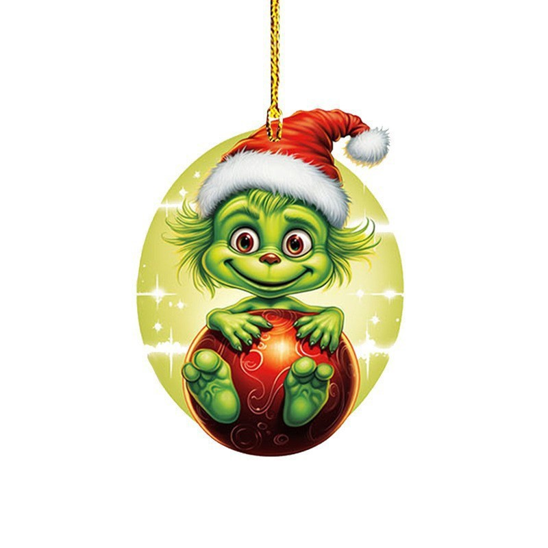 Transfronterizo nuevo 2D Grinch Baby Colgante decoración de Navidad decoración de árbol de Navidad colgante acrílico image 3