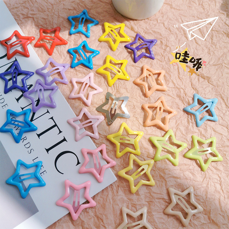 Bb Hairpin Hair Clip Hair Accessory Side Dopamine Star Clip Spray Paint Bangs Small Clip for Girls