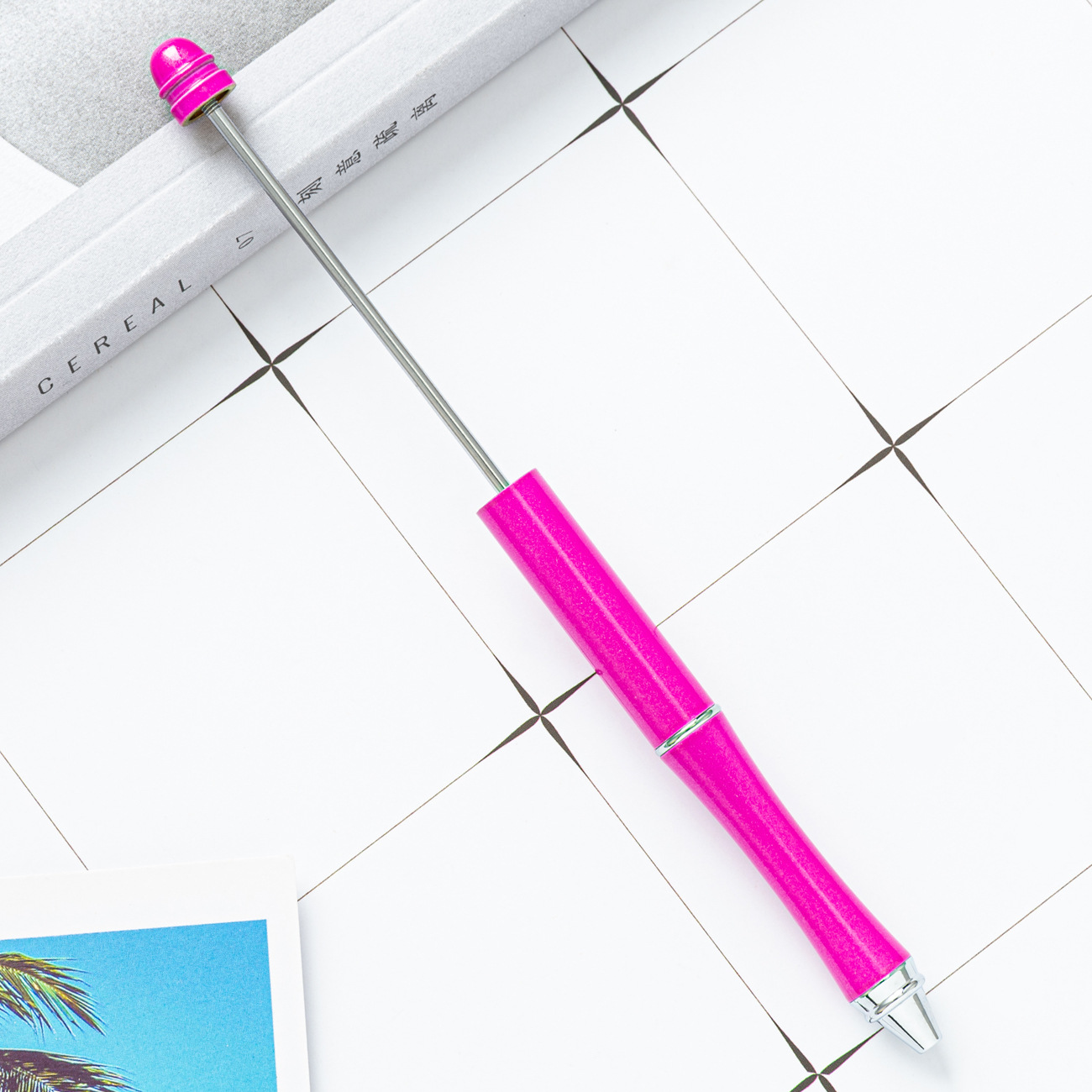 Pluma de cuentas de metal en stock al por mayor creativo con cuentas bolígrafo DIY bolígrafo personalidad metal DIY pluma con cuentas