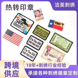 热转印刺绣魔术贴卡通刺绣贴胶织唛章工作制服臂章魔术贴来图定制