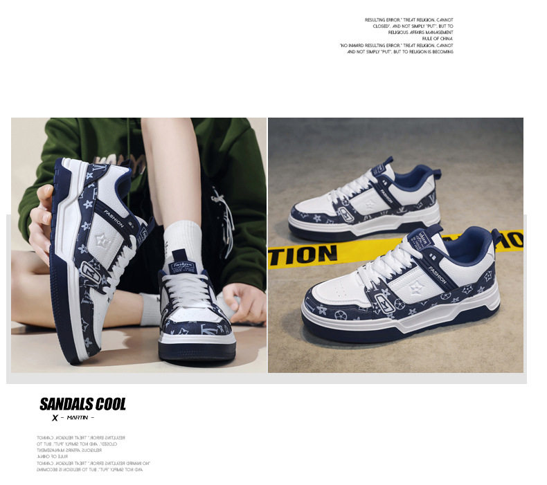 Giày sneaker nam da nhân tạo phối màu, đế bằng gót thấp 1–3 cm, dây buộc — Màu trắng màu cachi, Xanh trắng, Đen trắng chi tiết 15