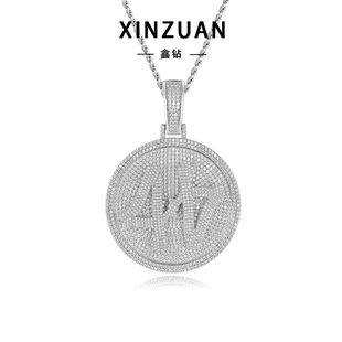 Sterling Silver Cross-Border European and American Hip-Hop Moissanite Necklace Custom Digital Round Pendant Jewelry Rapper Hipho