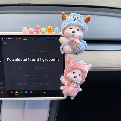 doll, adorable car decoration, new – Car ornaments - no-specifications-setblue-and-pink-hat-west-highland-ornament