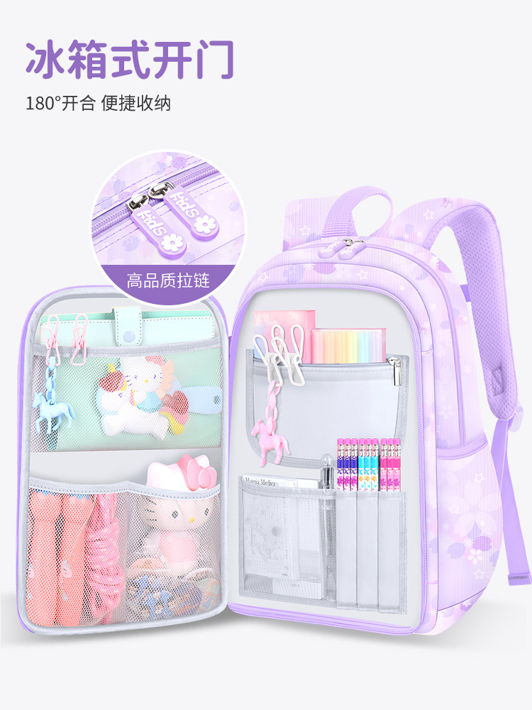 Mochila escolar de niña de dibujos animados puerta de refrigerador mochila de hombro de gran capacidad mochila de niños ultra ligera mochila de lentejuela ligera